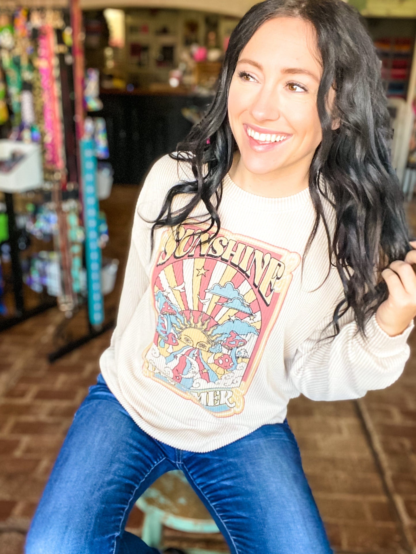 sweatshirt Sunshine Dreamer Ribbed Pullover
