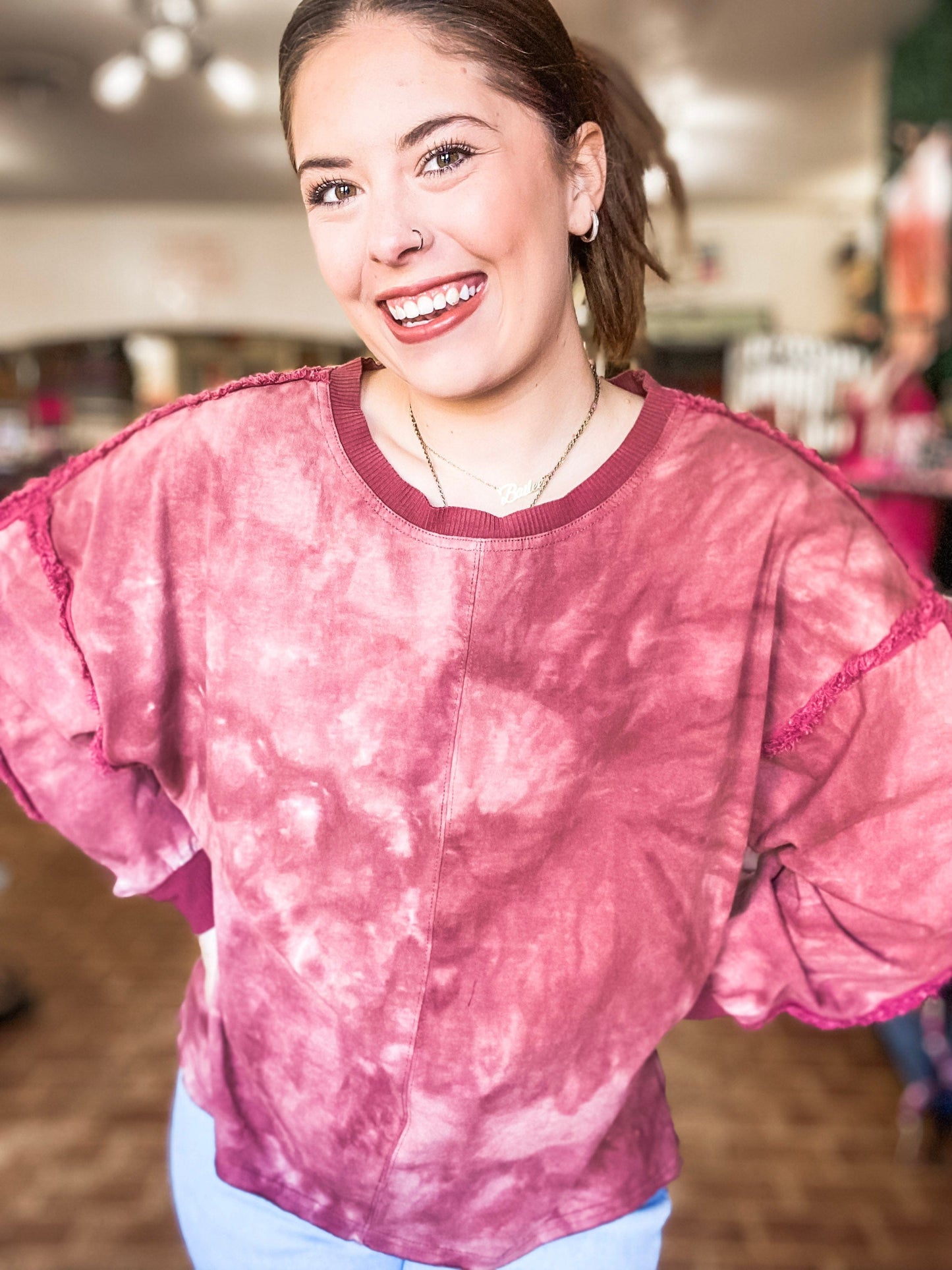 Outerwear Tie Dye Maroon Pullover