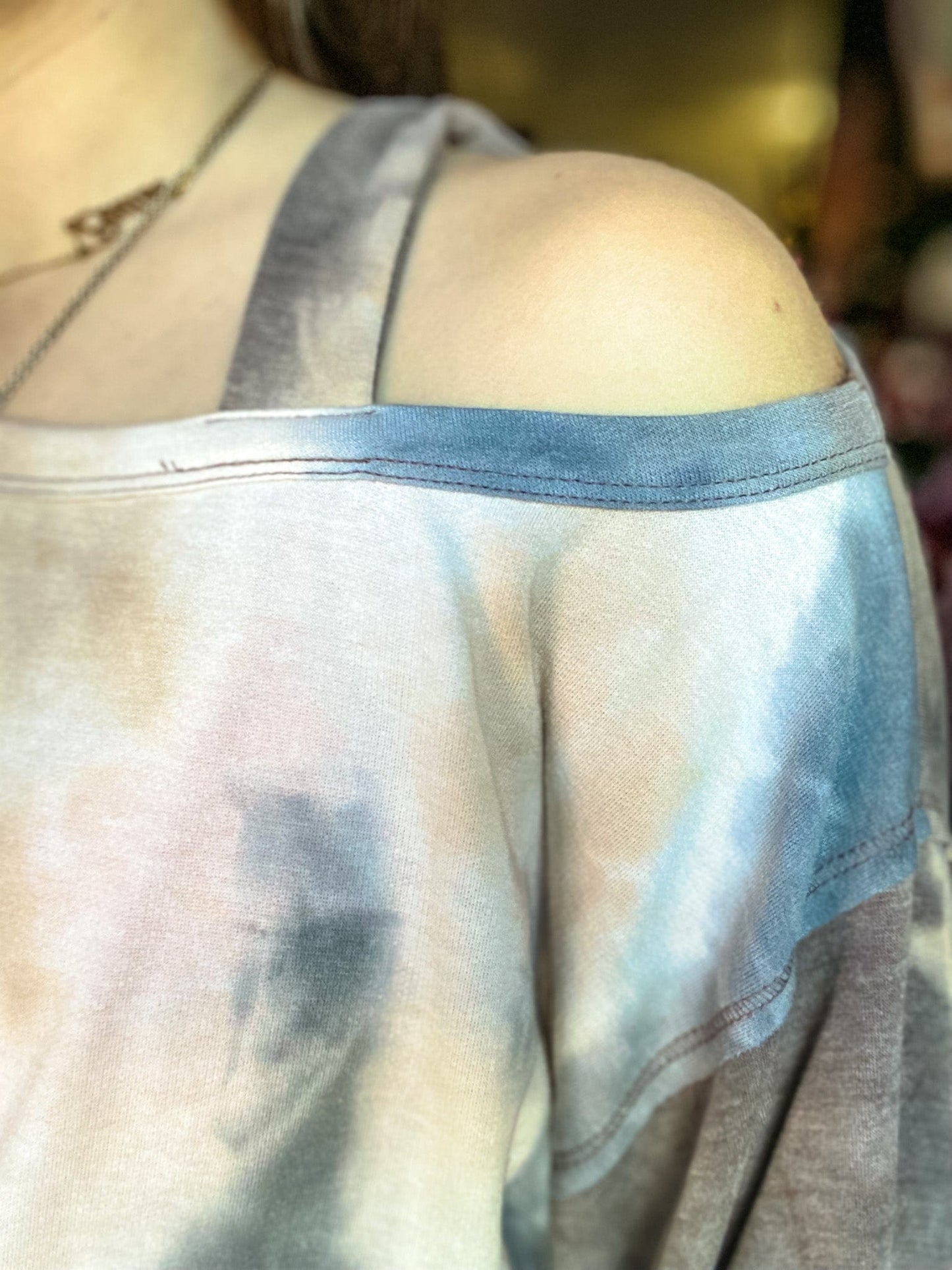 Tops Tie Dye Off Shoulder Pullover