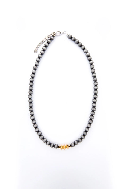 Jera Faux Pearl and Gold Disc Necklace