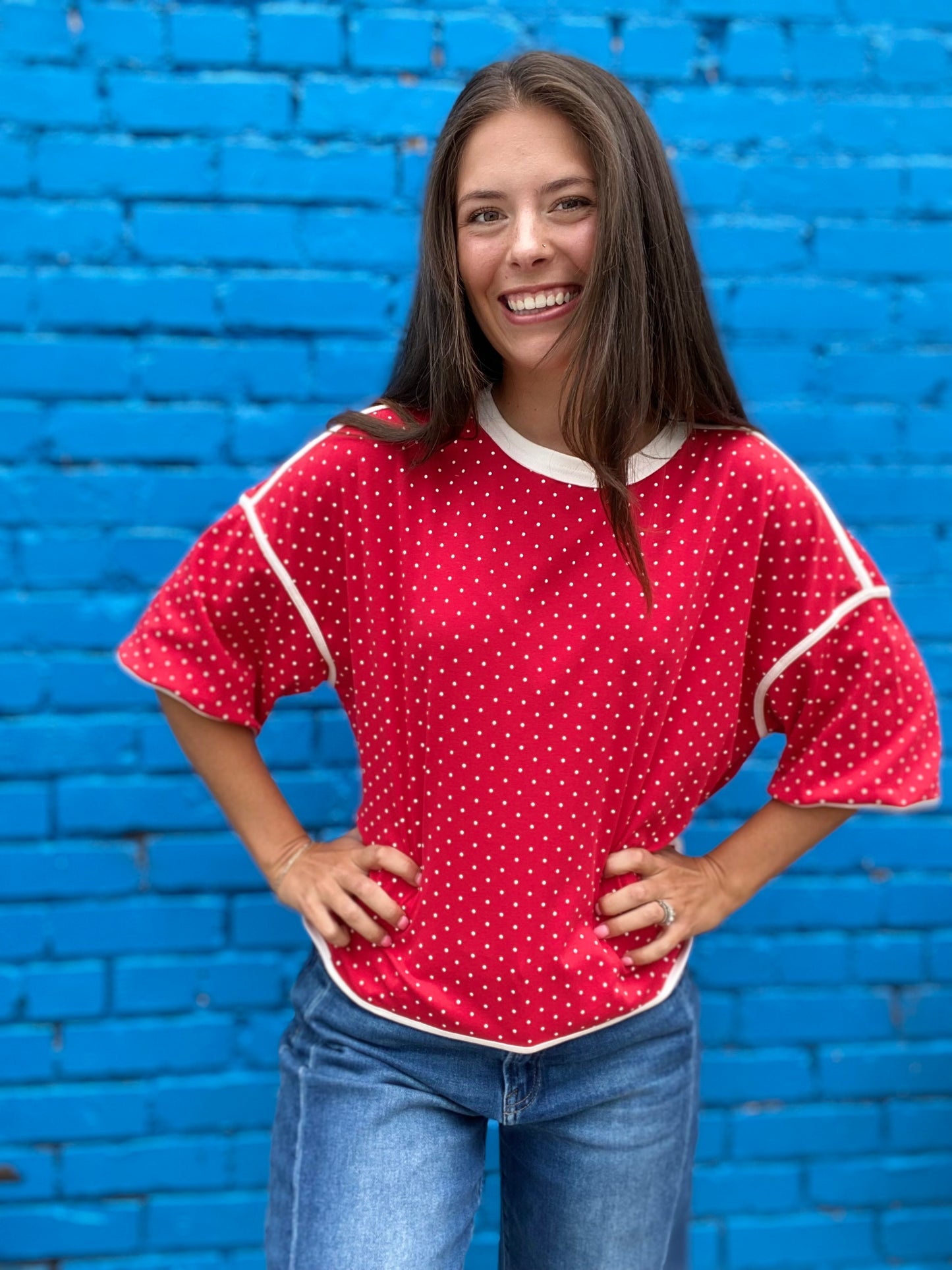 Jynni Polka Dot Tee- Red