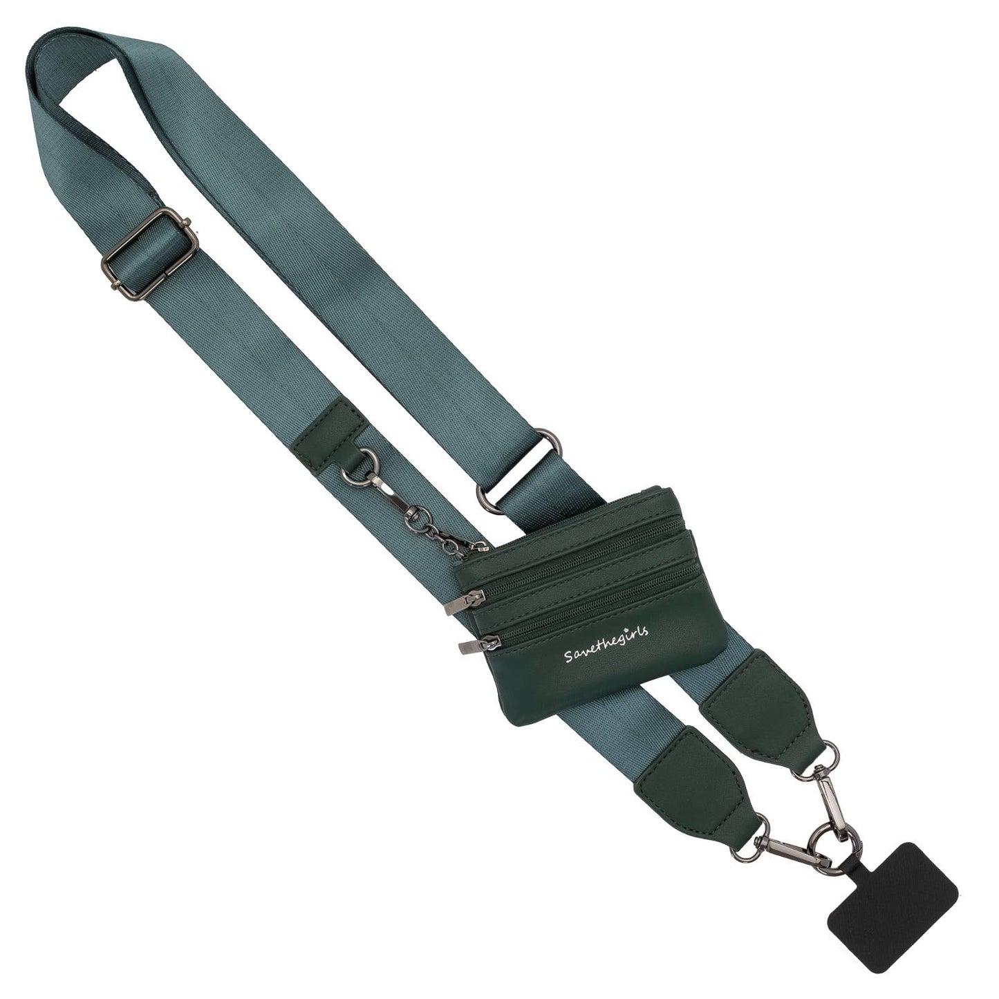 Clip & Go Crossbody Strap with Pouch - Hunter Green Solid