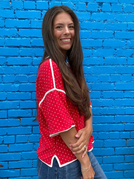 Jynni Polka Dot Tee- Red