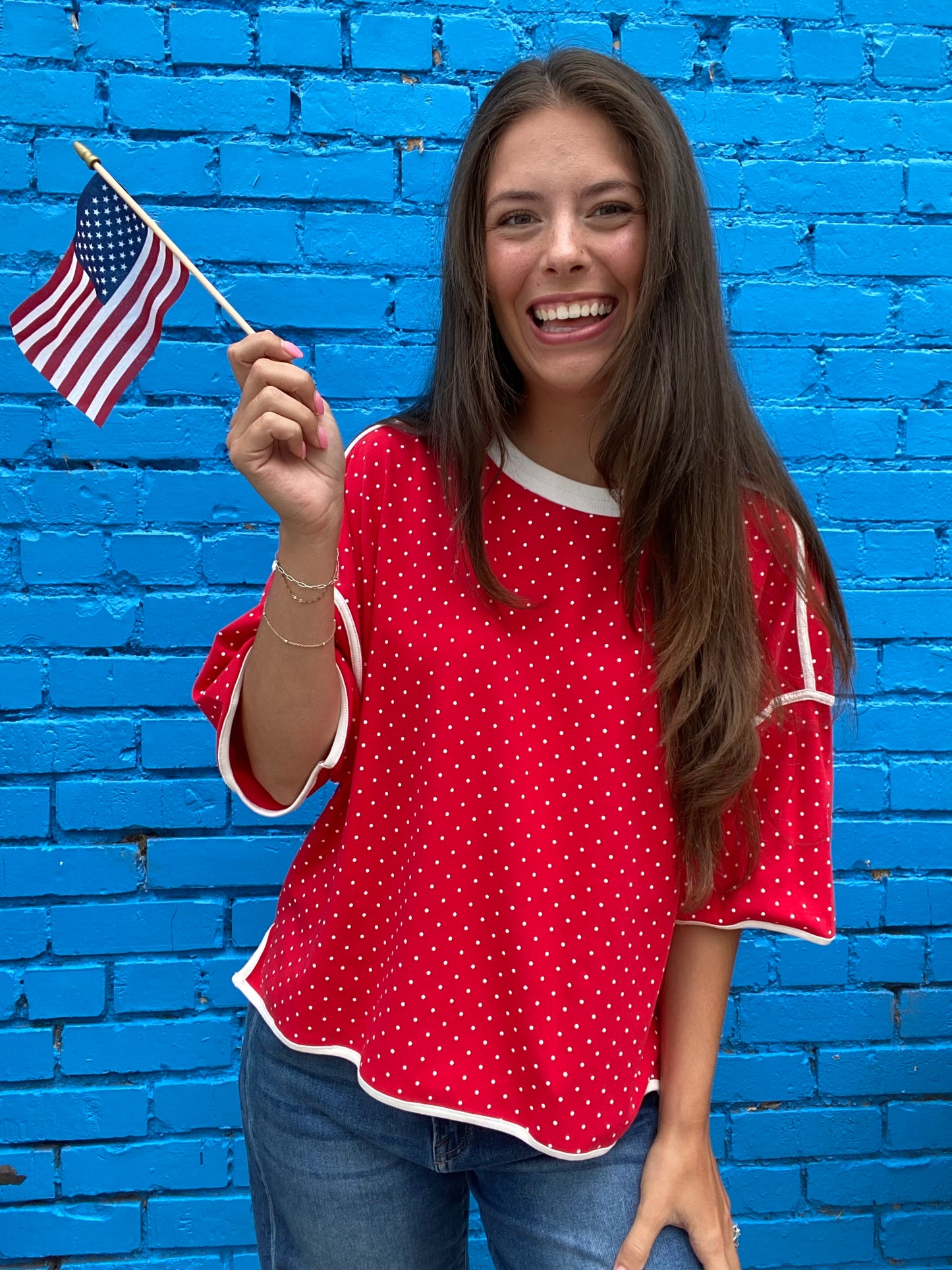 Jynni Polka Dot Tee- Red