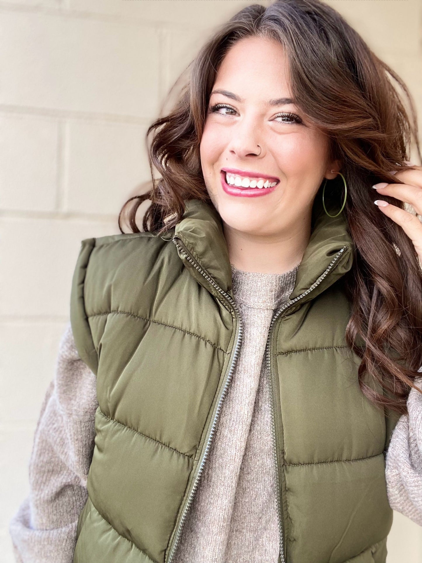 Dannie Puff Vest- Olive