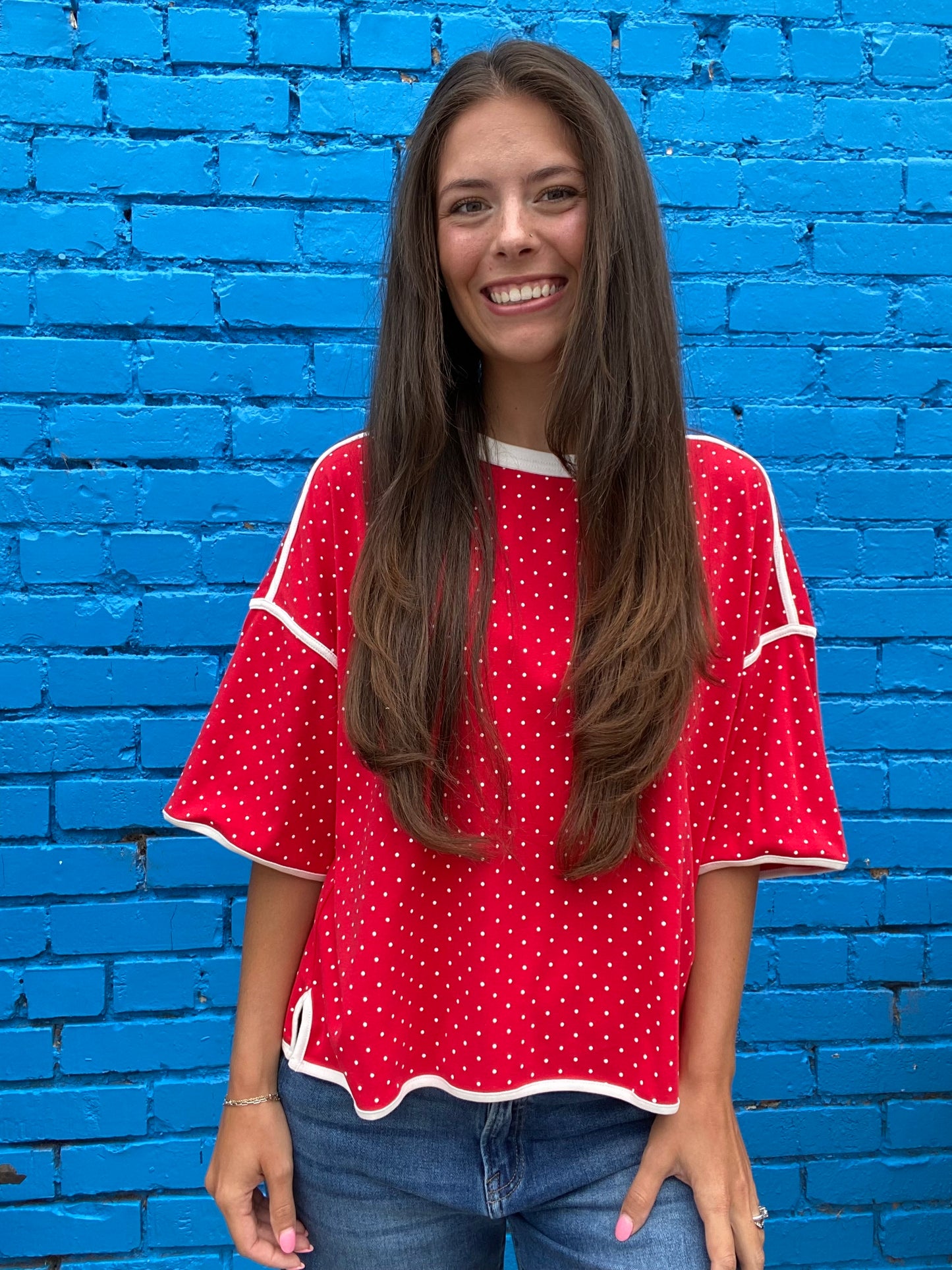 Jynni Polka Dot Tee- Red