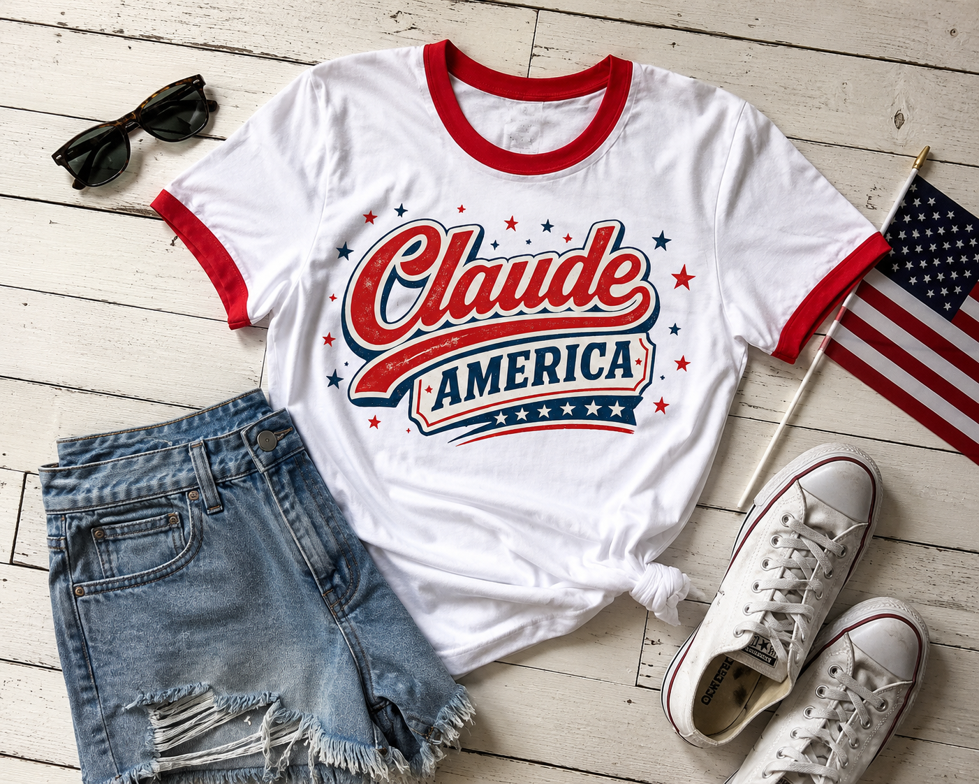 Claude America Retro Ringer Tee- PRE ORDER CLOSES JUNE 20, 2026