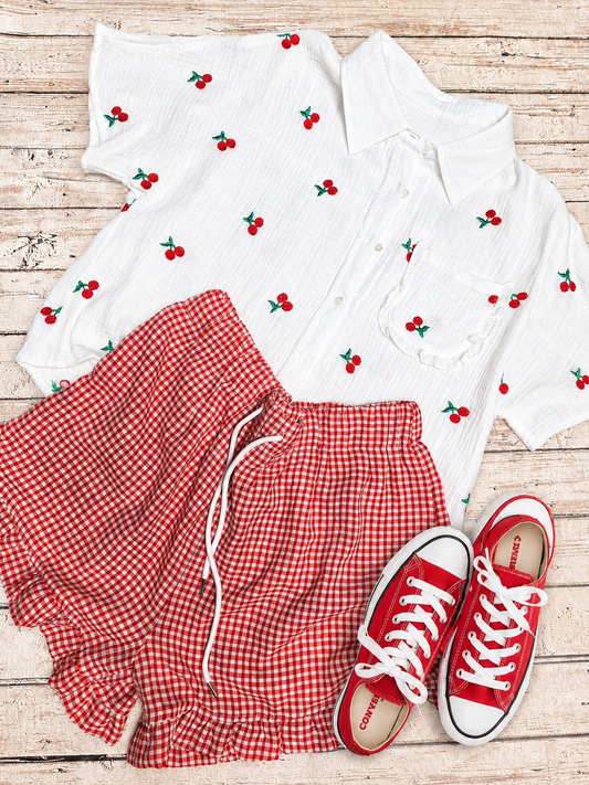 Cherry Gauze Top