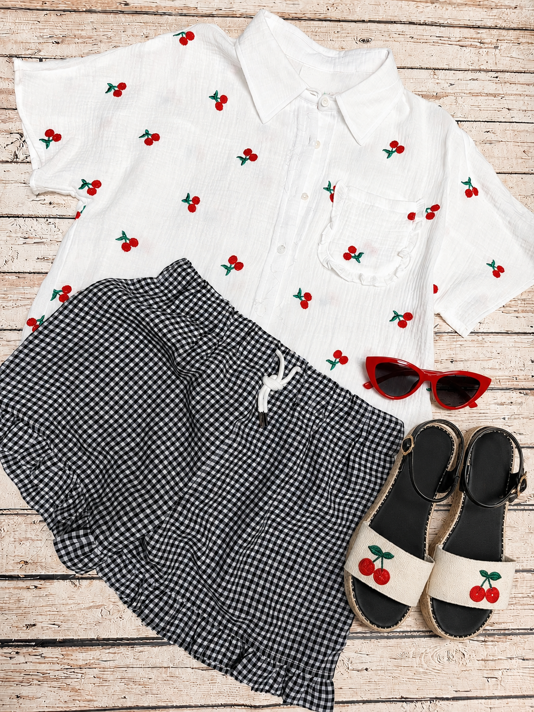 Gingham Shorts- Black