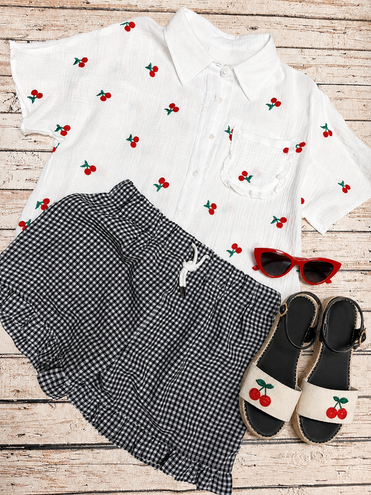 Gingham Shorts- Black