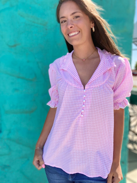 Lauryn Pink Gingham Blouse