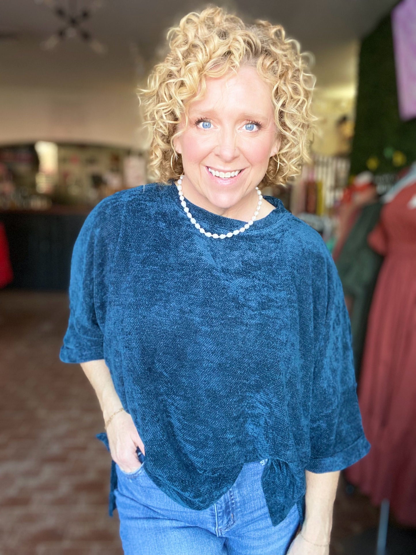 Mae Chenille Sweater- Teal