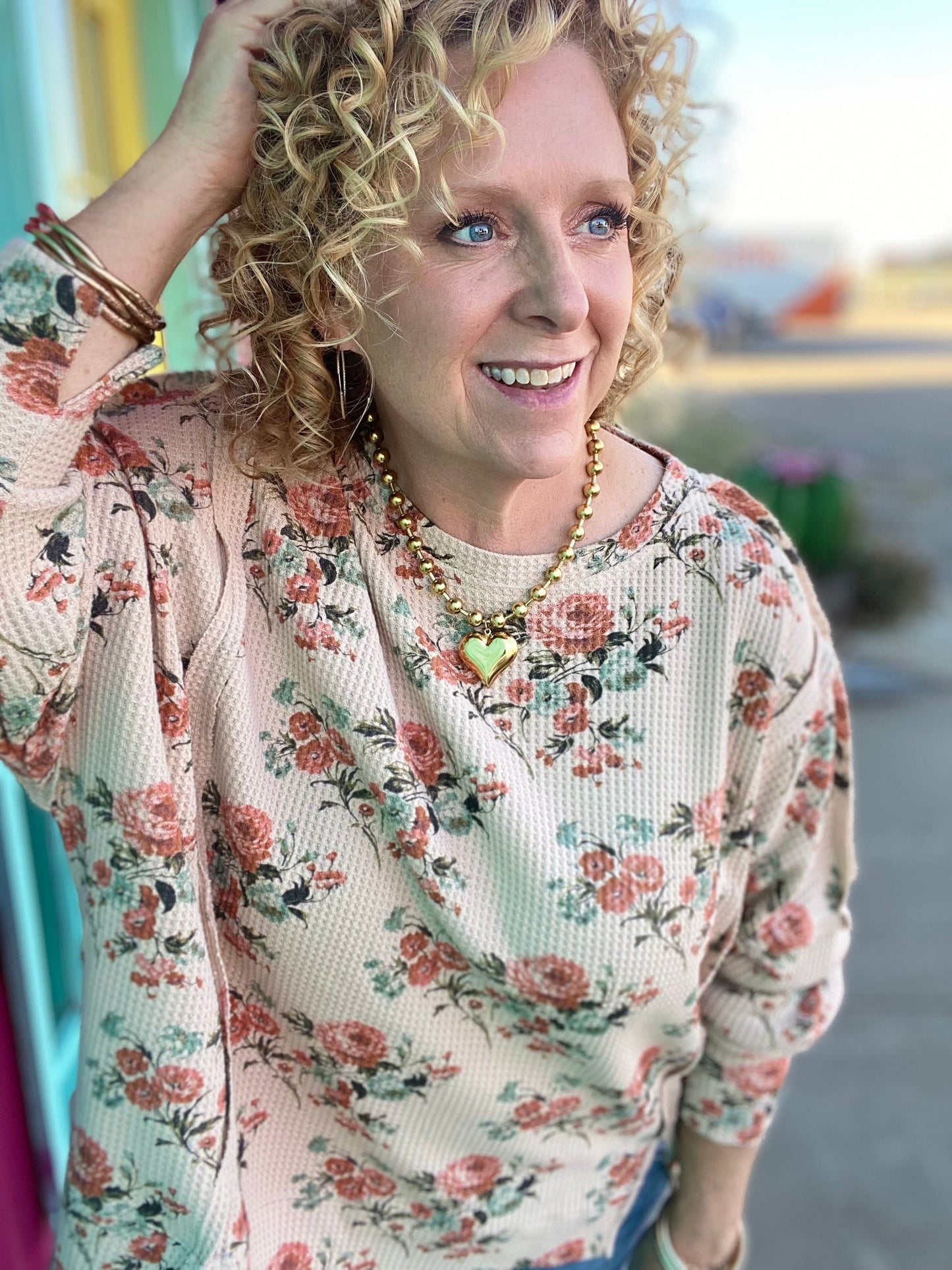 Tops BiBi Oversized Floral Thermal Pullover