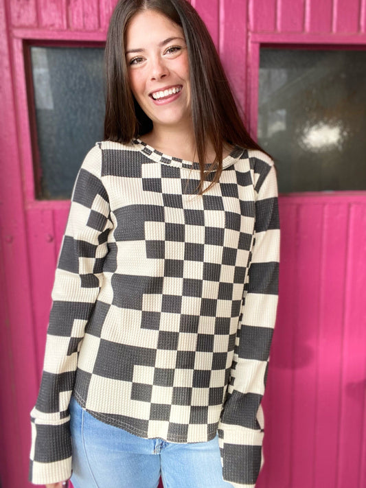 Tops BiBi Thermal Checked Top