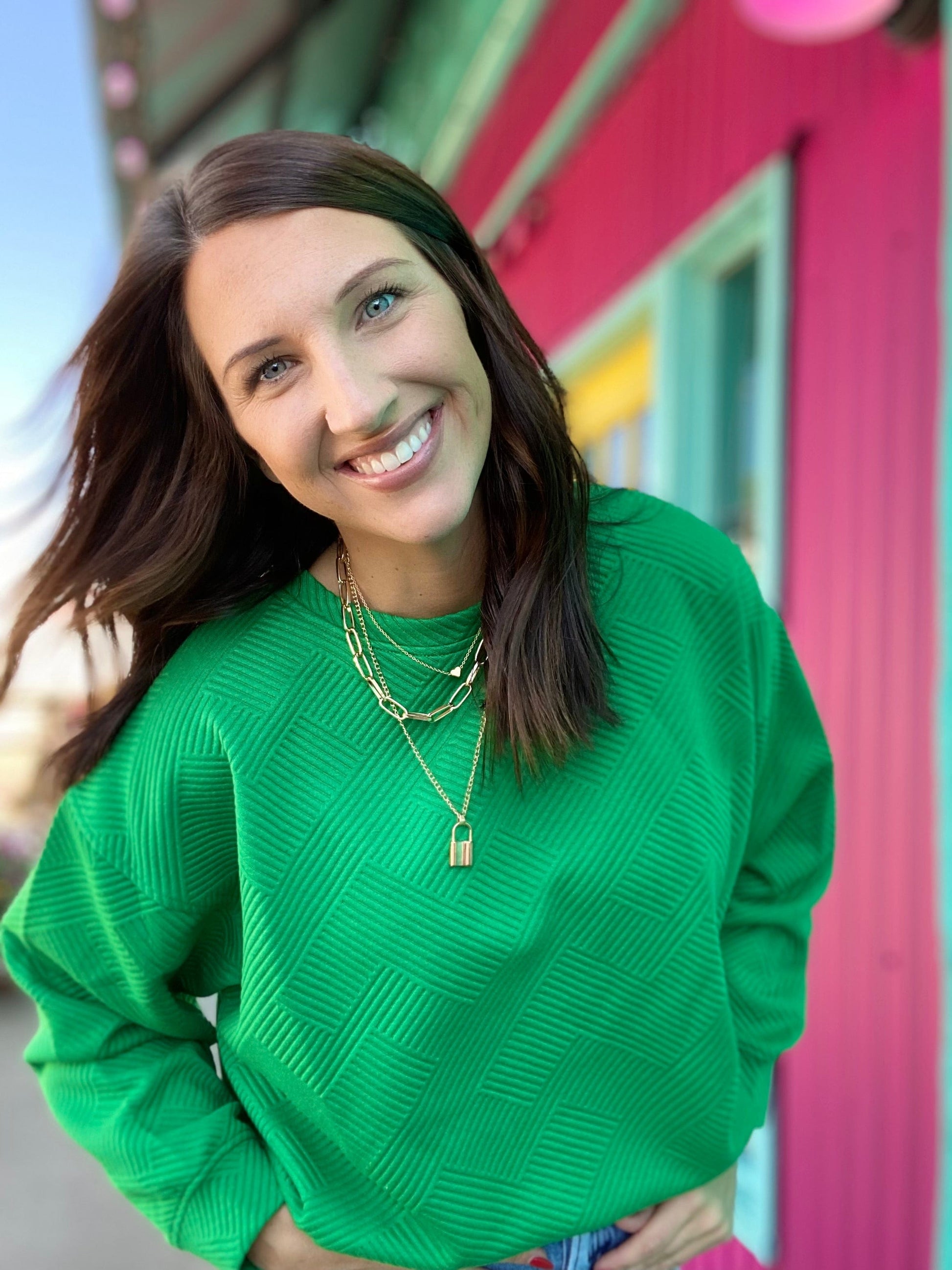 Shirts & Tops Billie Textured Pullover- Emerald