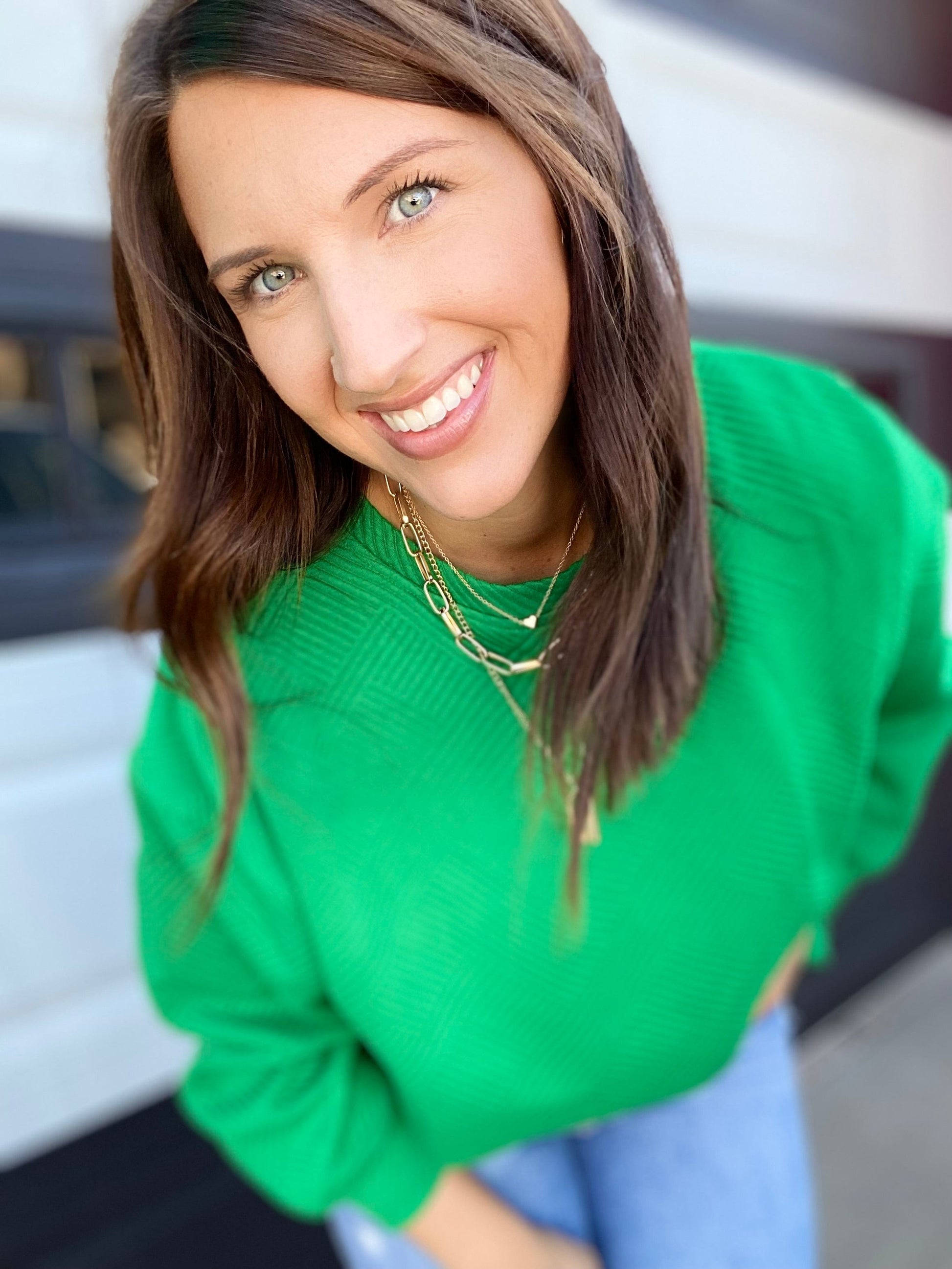 Shirts & Tops Billie Textured Pullover- Emerald