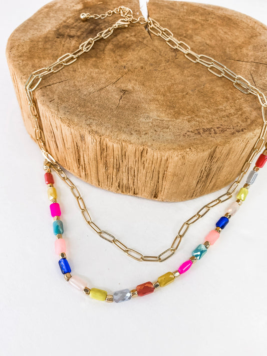 Necklaces Bright Faceted Bead Necklace