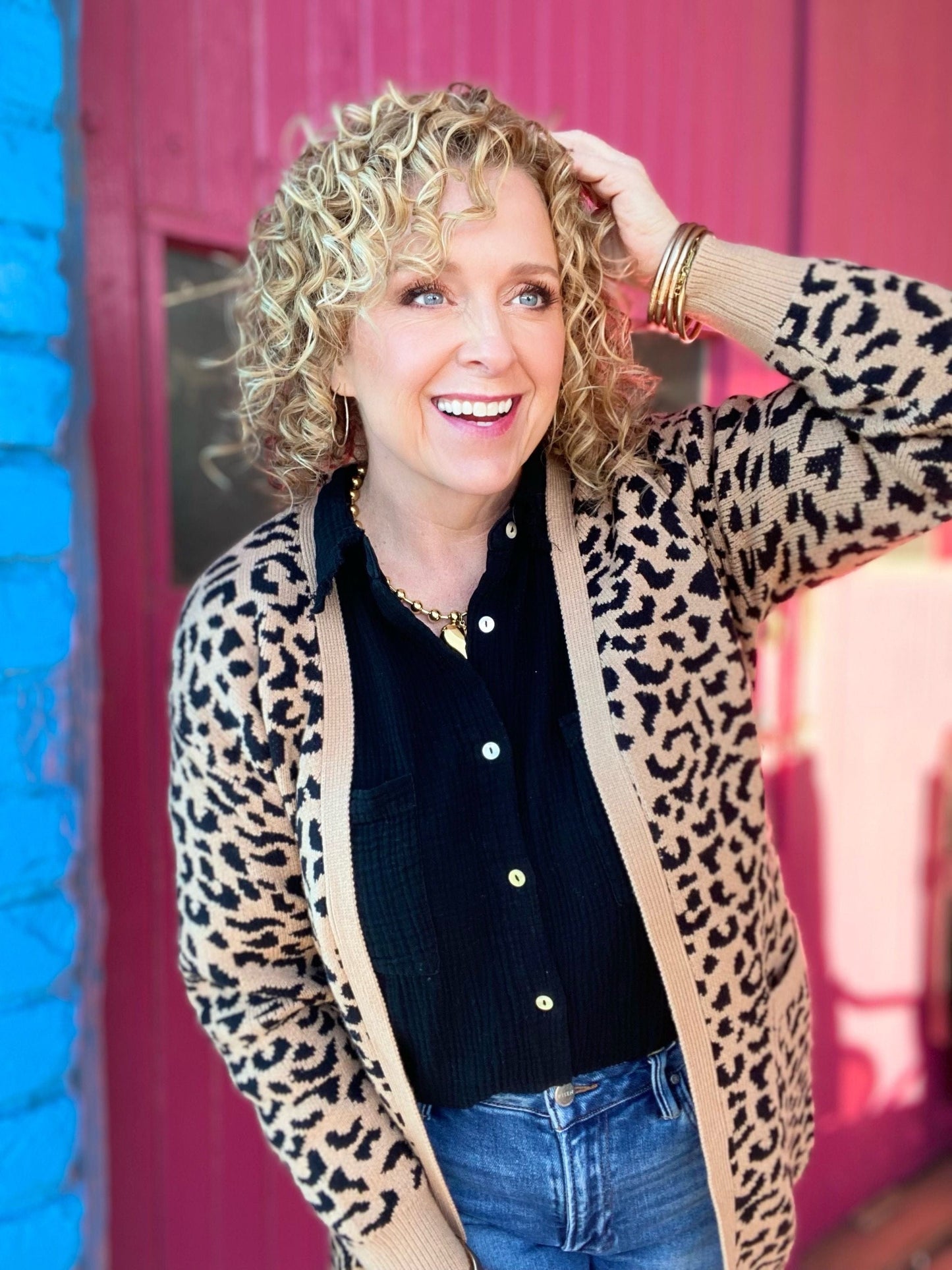 Tops Classic Leopard Open Cardigan