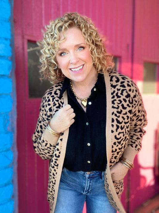 Tops Classic Leopard Open Cardigan