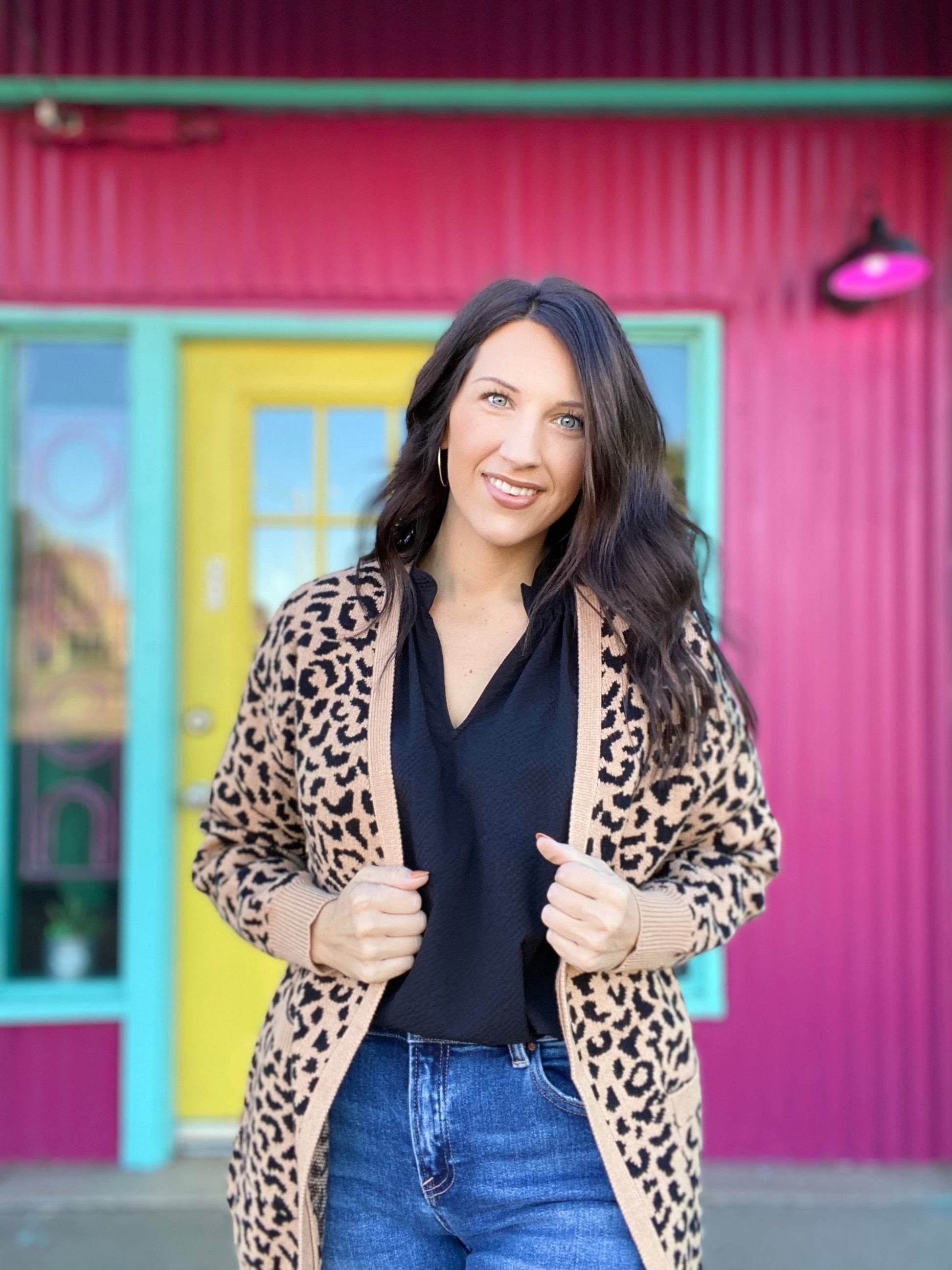 Tops Classic Leopard Open Cardigan