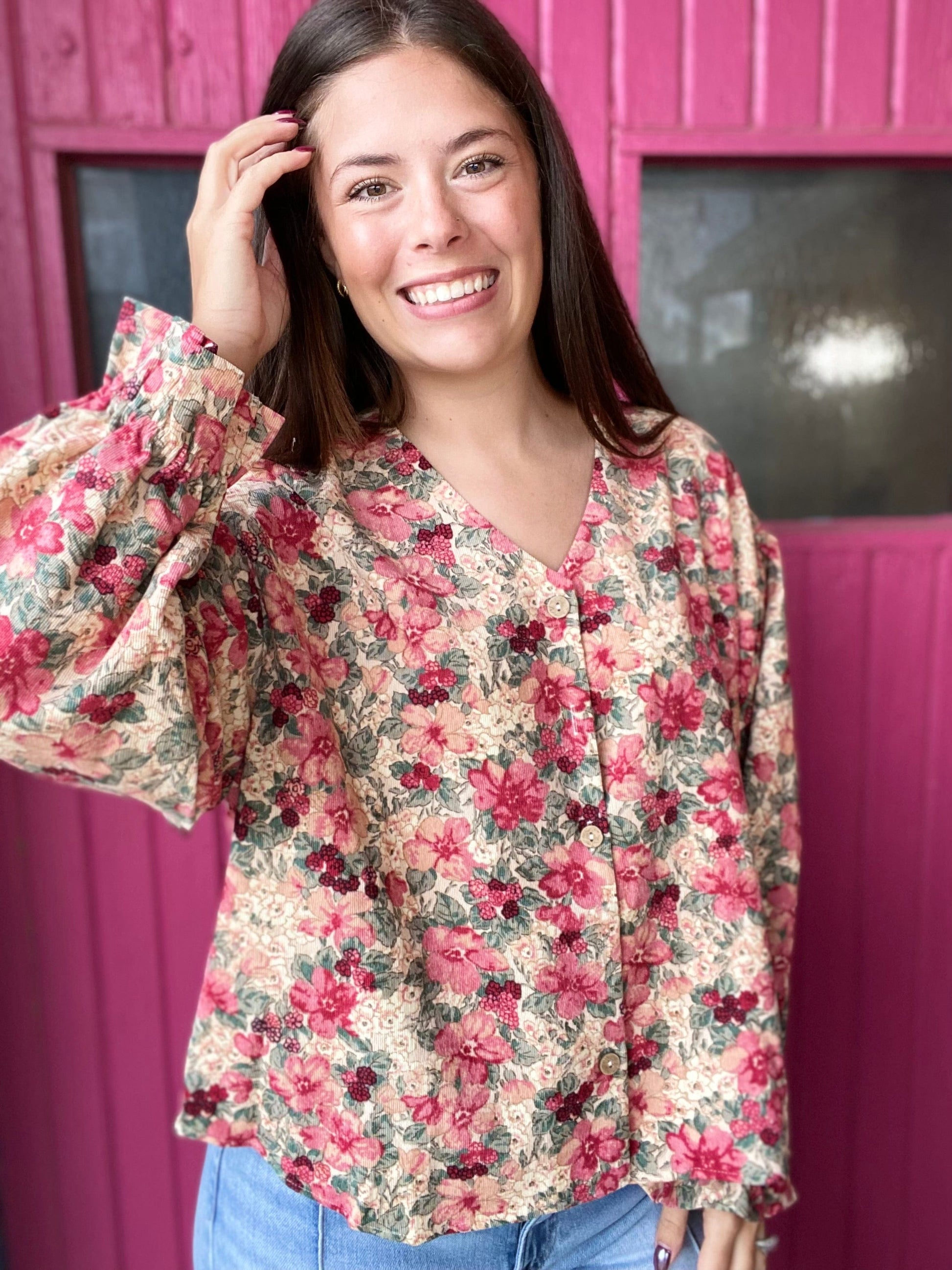 Tops Corded Floral Blouse