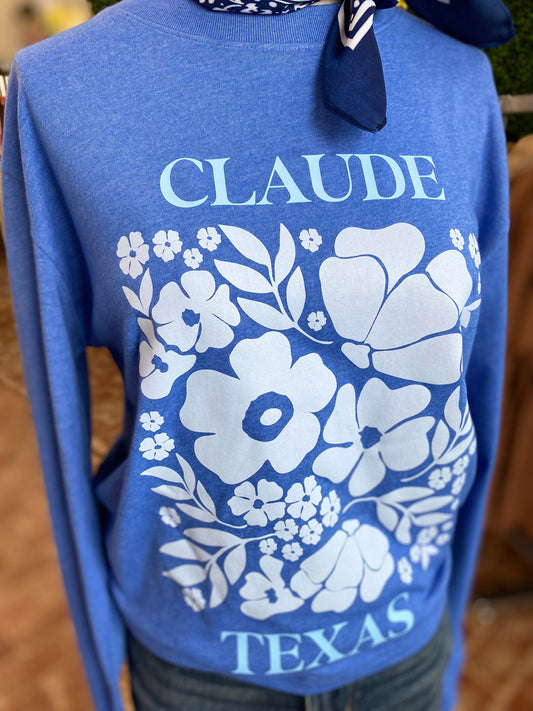 Graphic Tees Custom Claude Floral Long Sleeve Tee