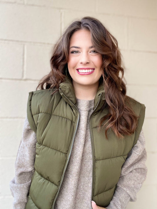 Outerwear Dannie Puff Vest- Olive