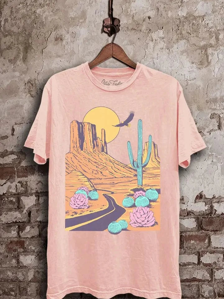 Graphic Tees Desert Road Graphic Tee-Pink Mineral Wash