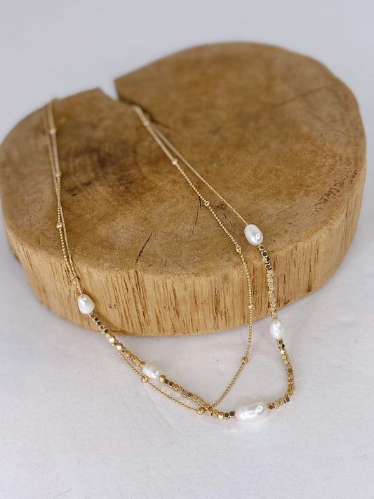 Necklaces Double Chain Pearl Necklace