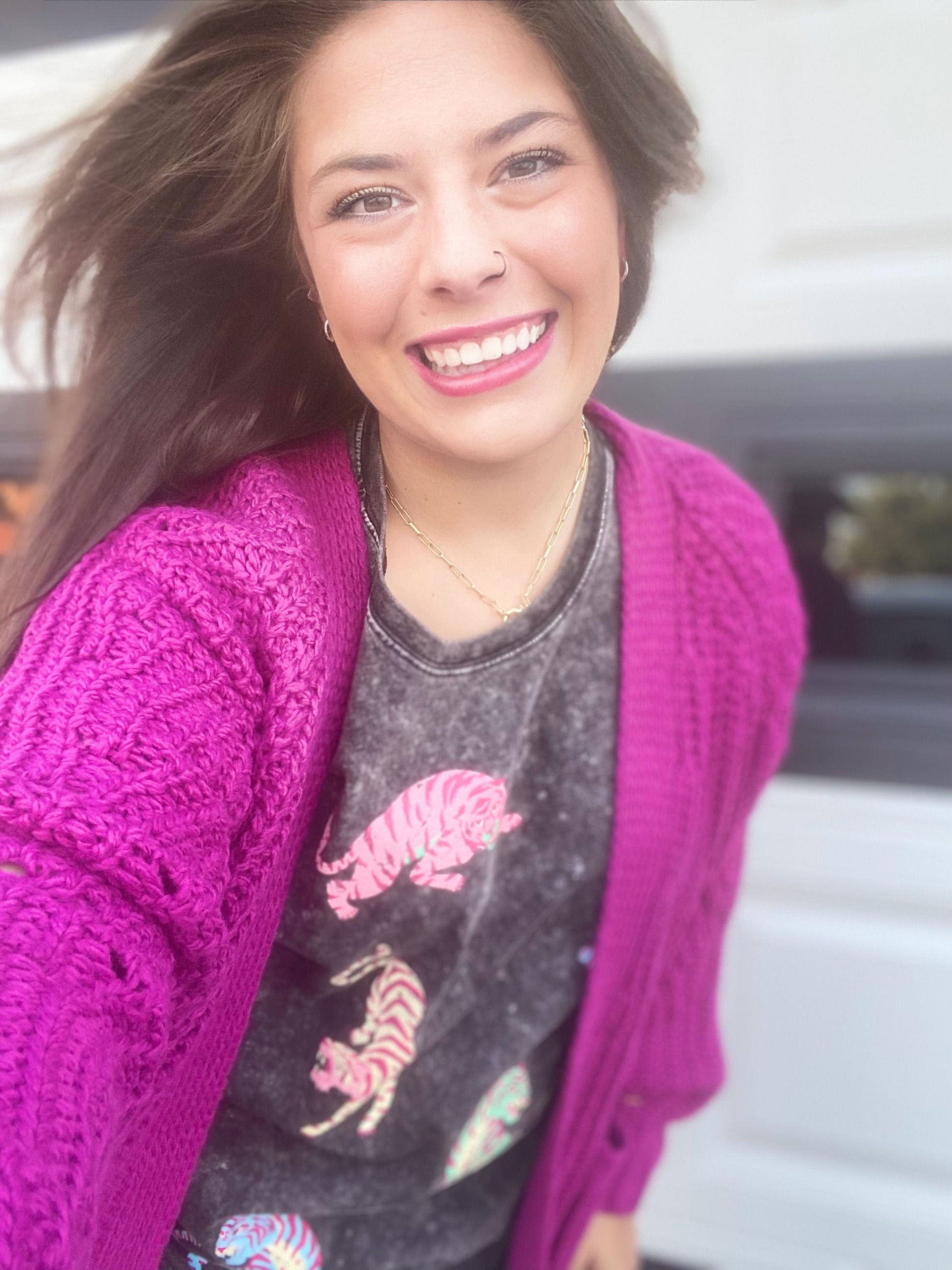Outerwear Dreamy Magenta Cardigan