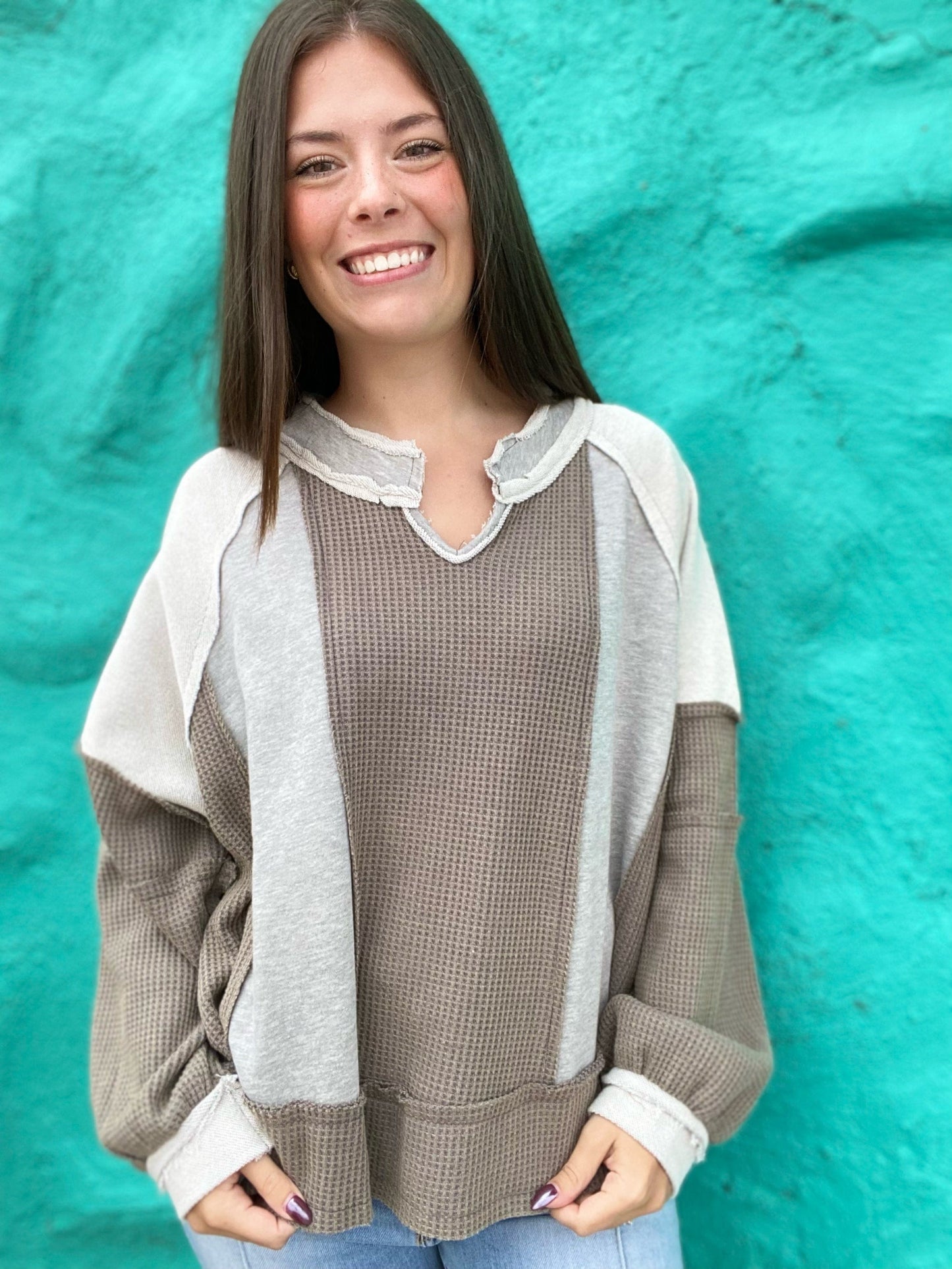 Outerwear Finny Vneck Waffle Pullover