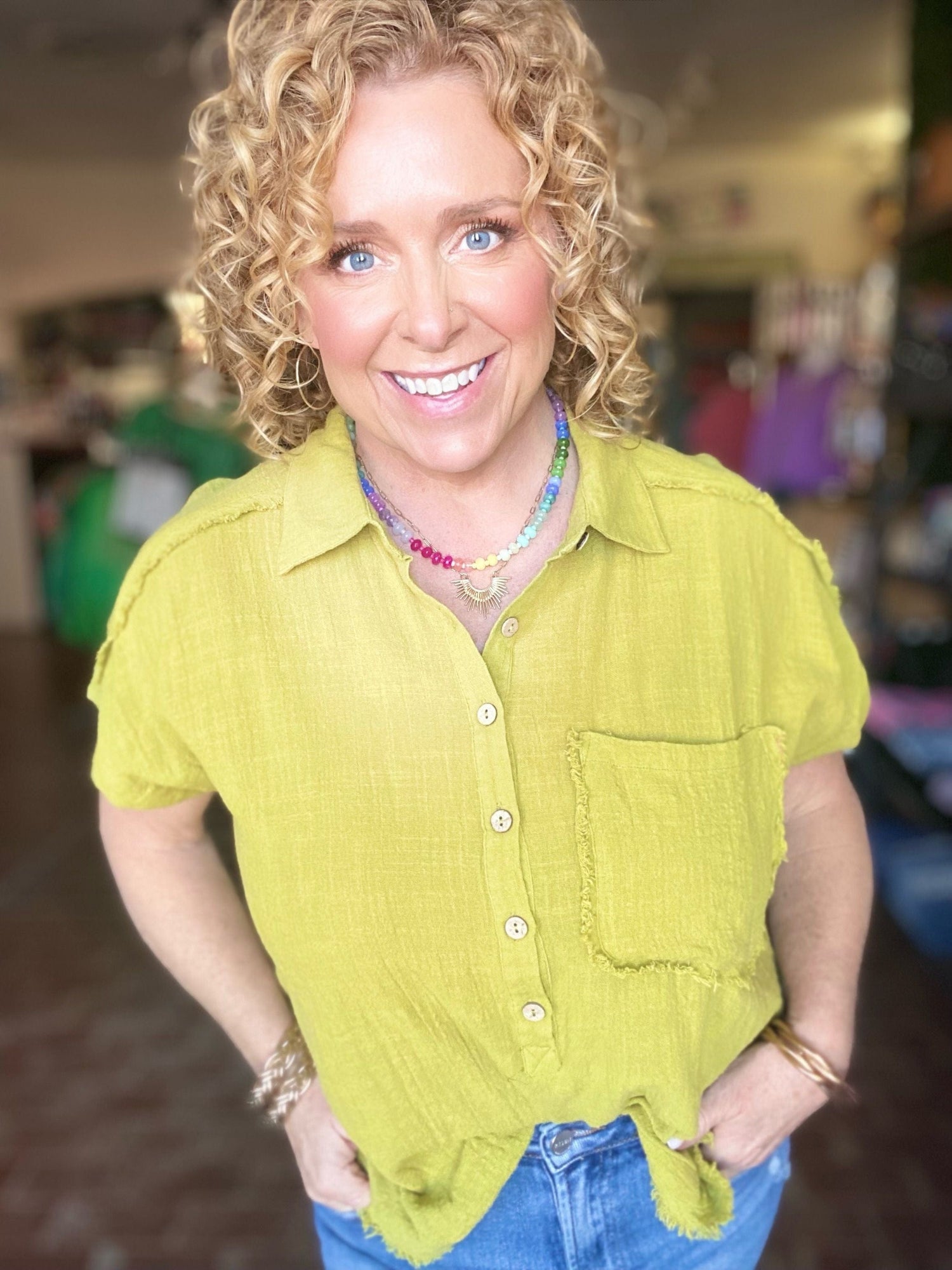 Tops Gauzy Top Apple Green