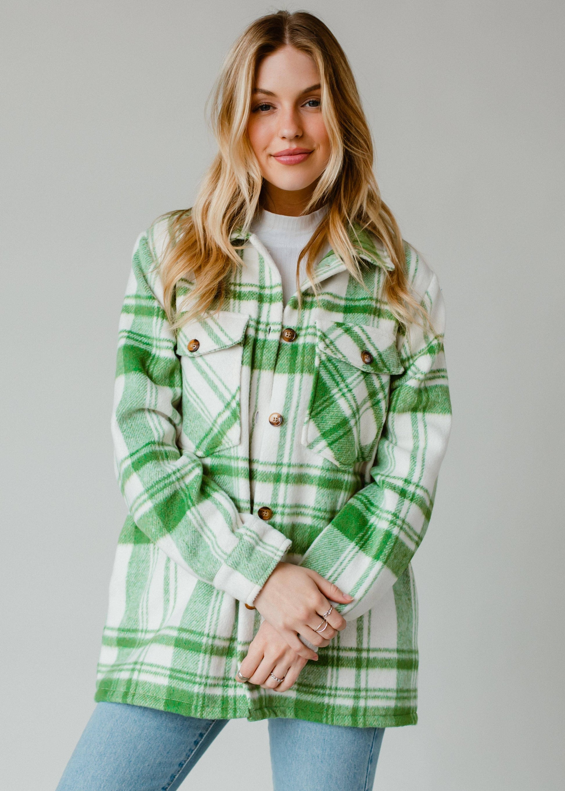 Green & Cream Plaid Jacket