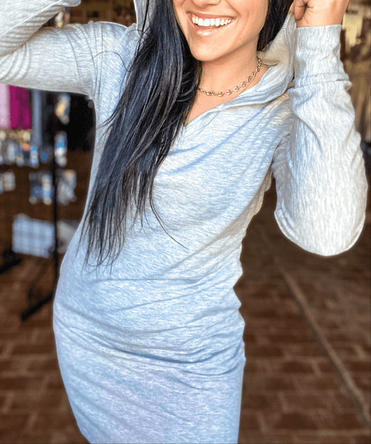 Dresses Hoodie Tee Dress- Gray