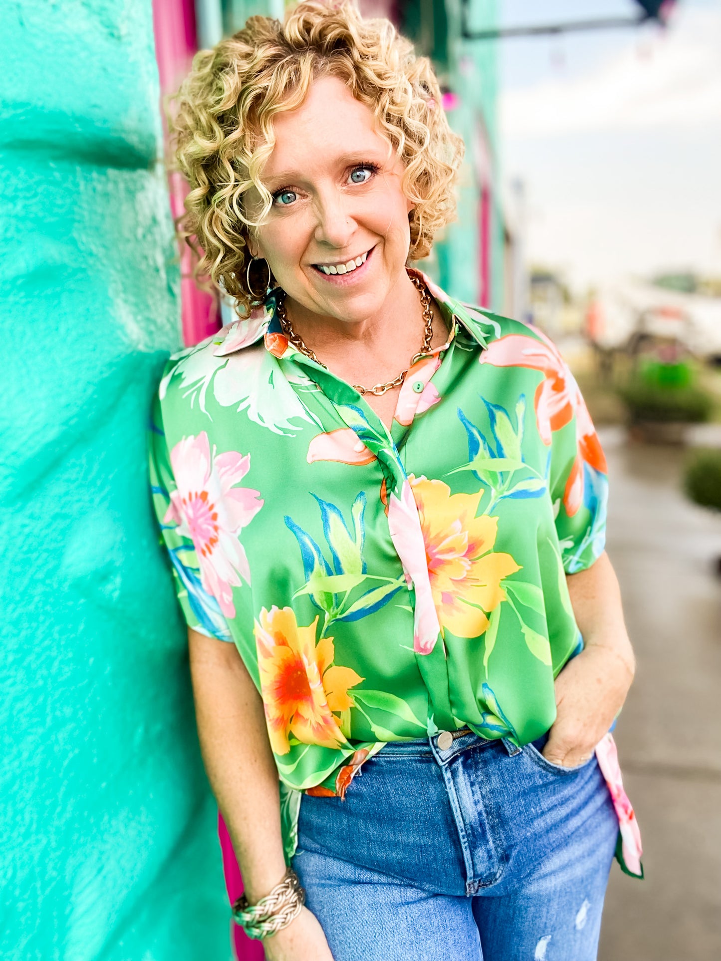 Kelly Floral Button Down Top