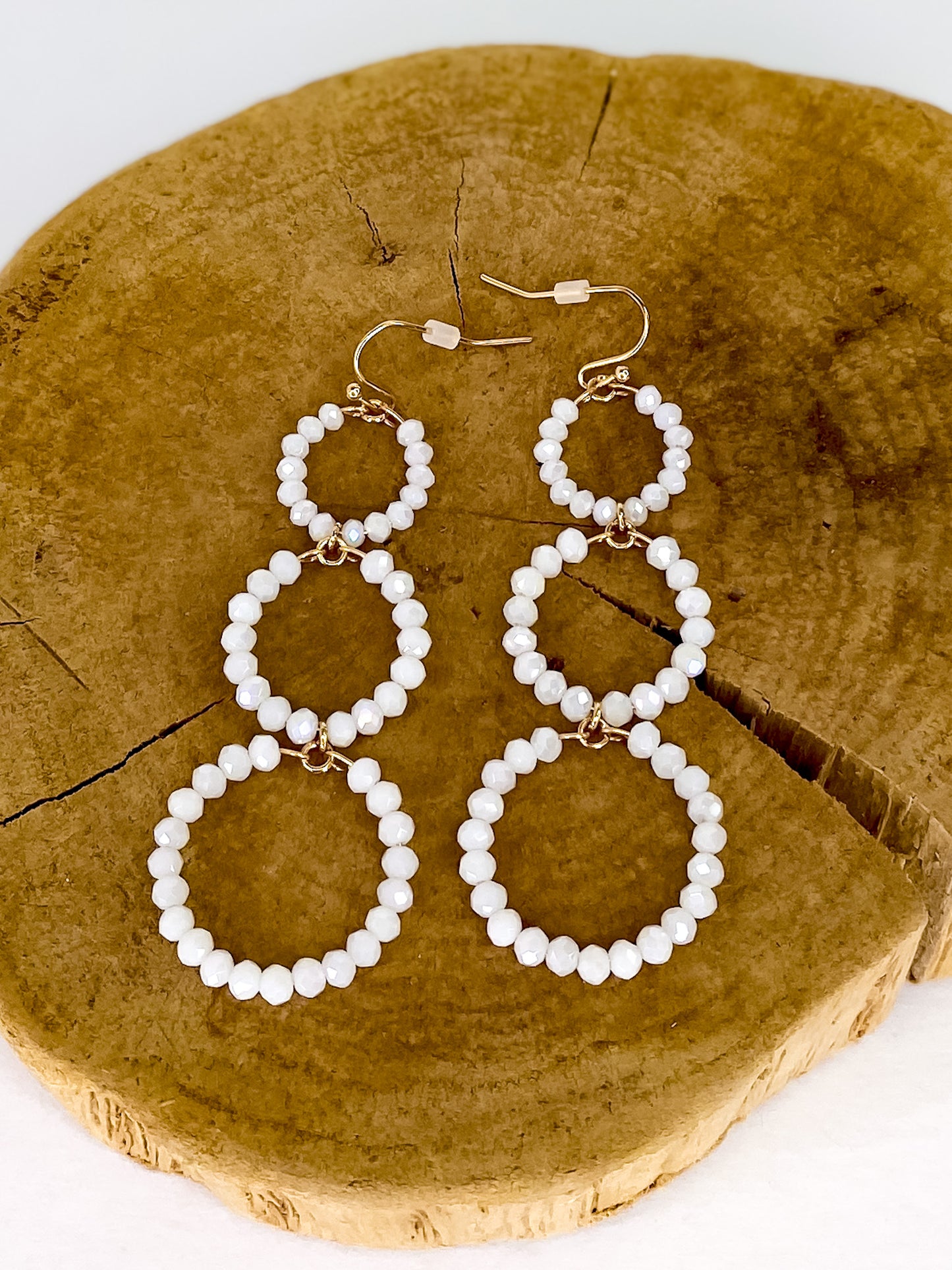 White Triple Circle Earring