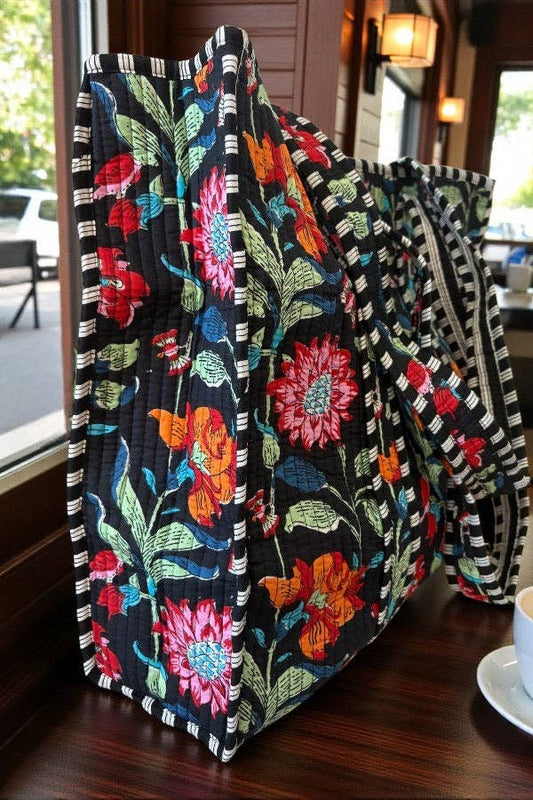 Other Goodies Lennye Black Floral Tote Bag