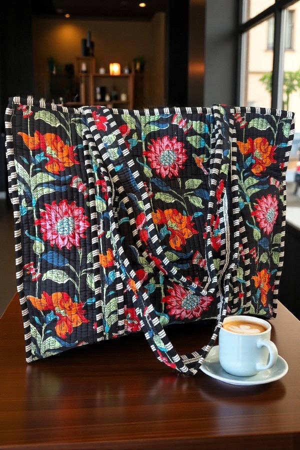 Other Goodies Lennye Black Floral Tote Bag