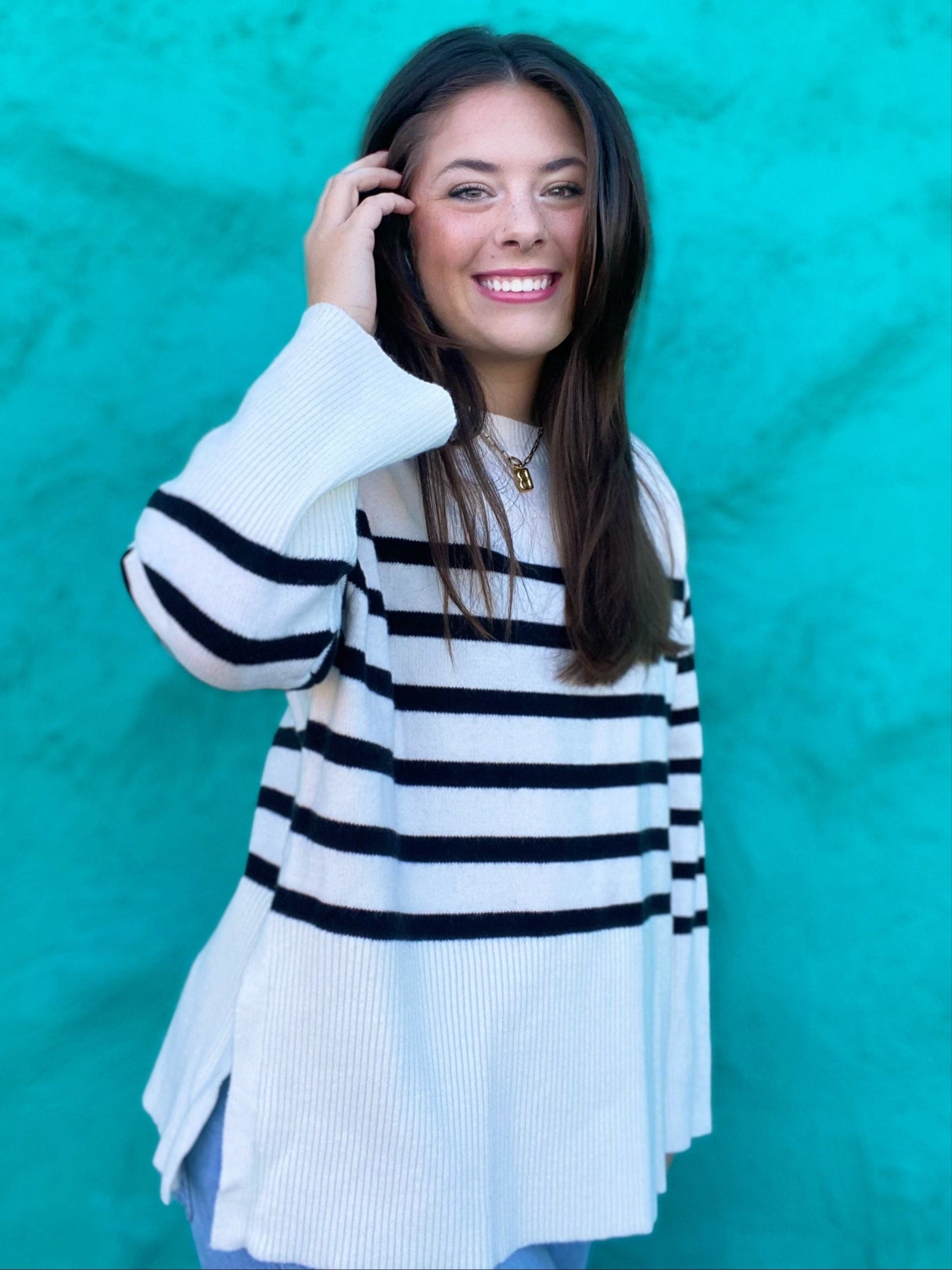 Tops Marlee Stripe Sweater- White