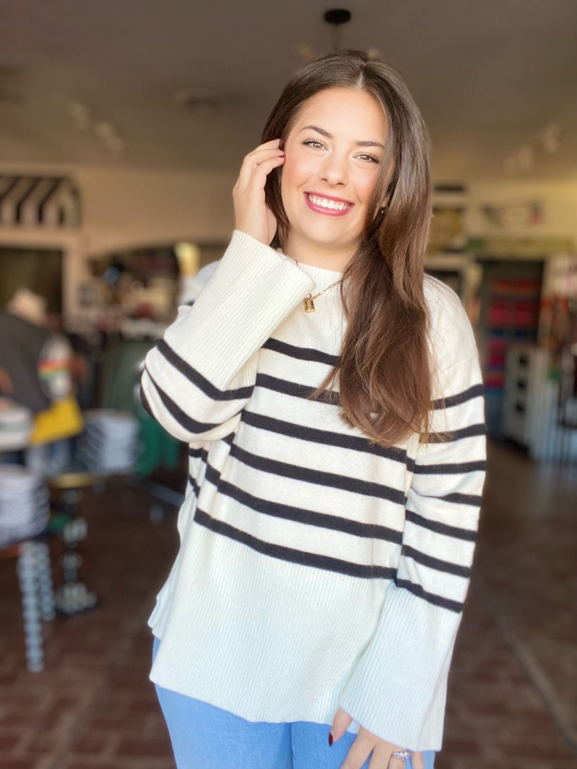 Tops Marlee Stripe Sweater- White