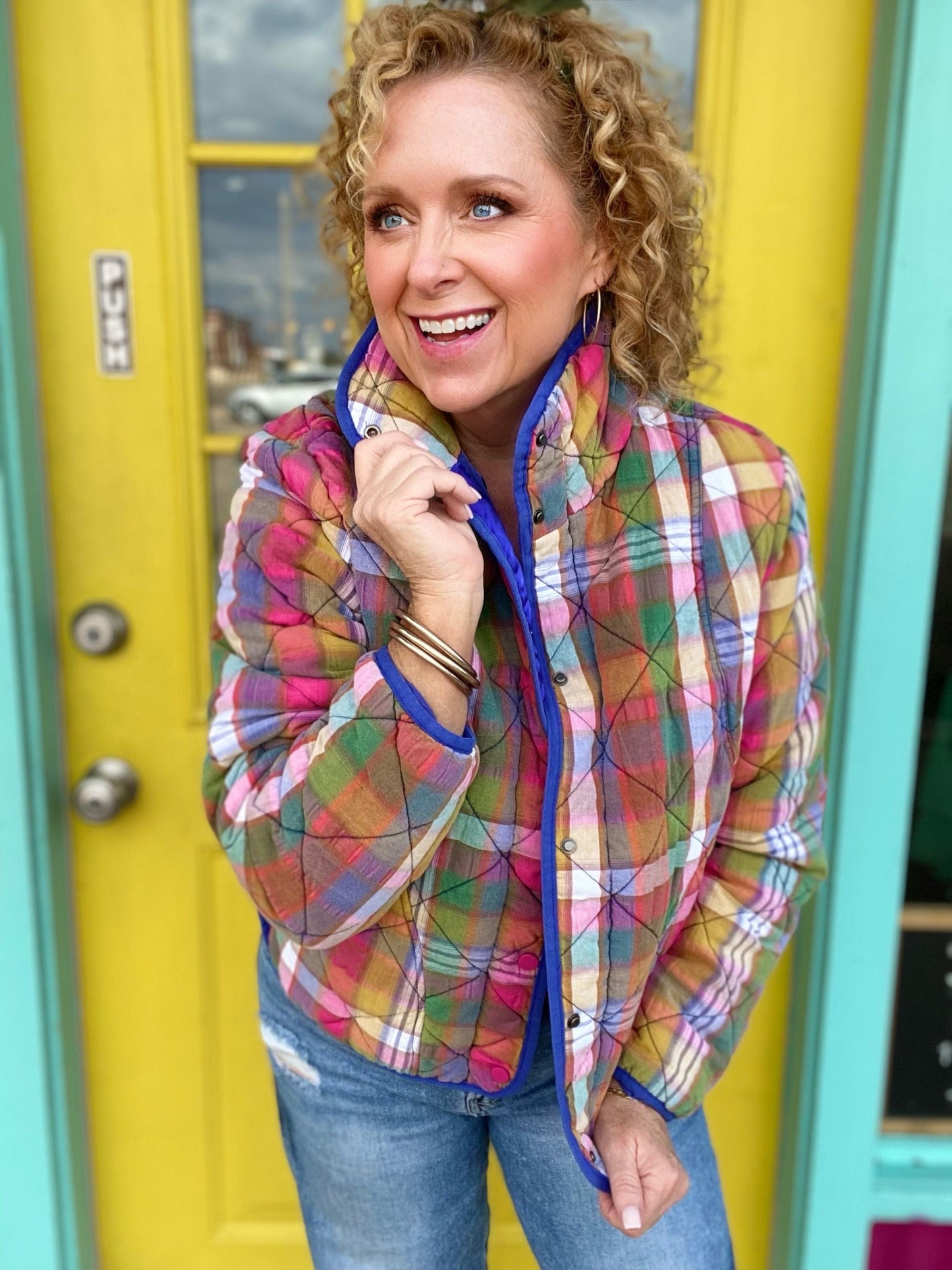 Tops Plaid Quilted Jacket