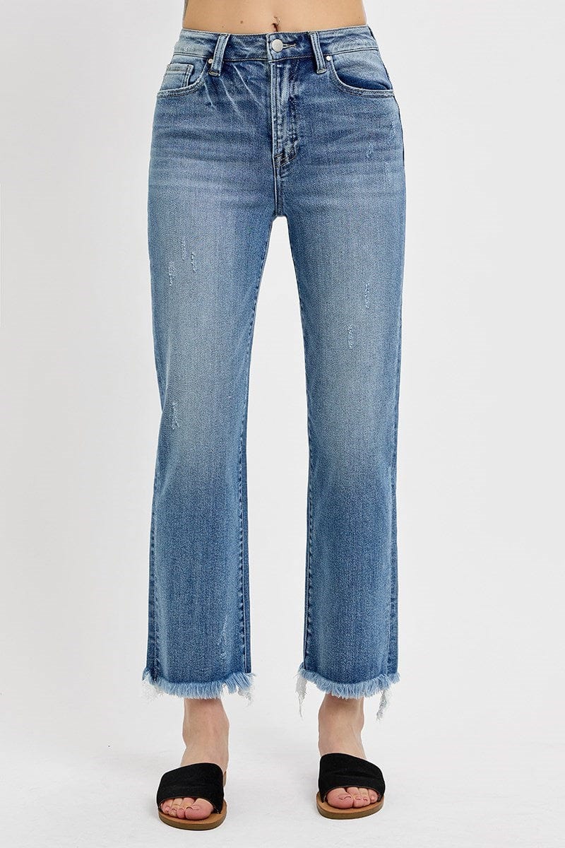 Bottoms Risen Straight Frayed Hem