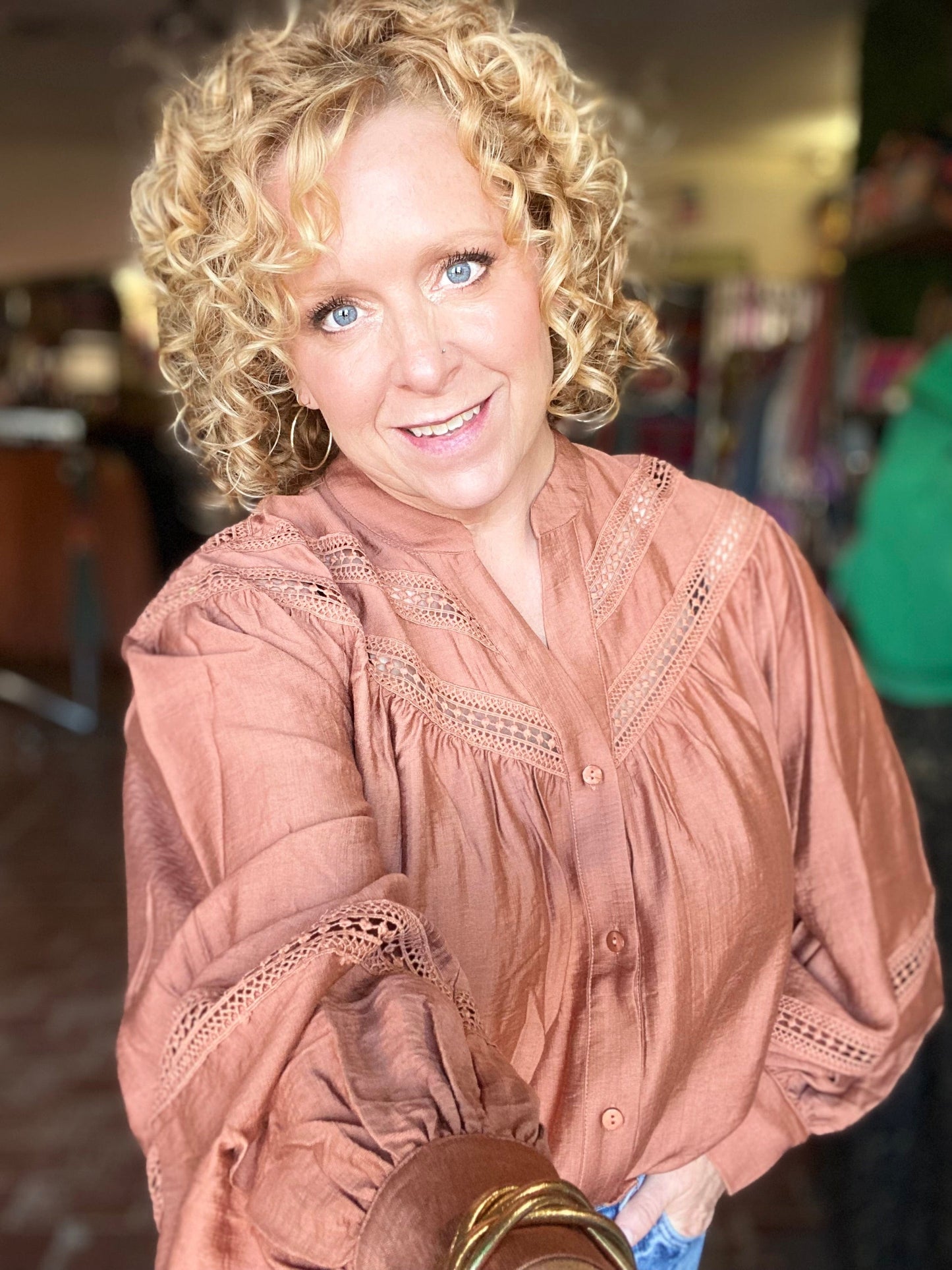 apparel Rust Peasant Blouse