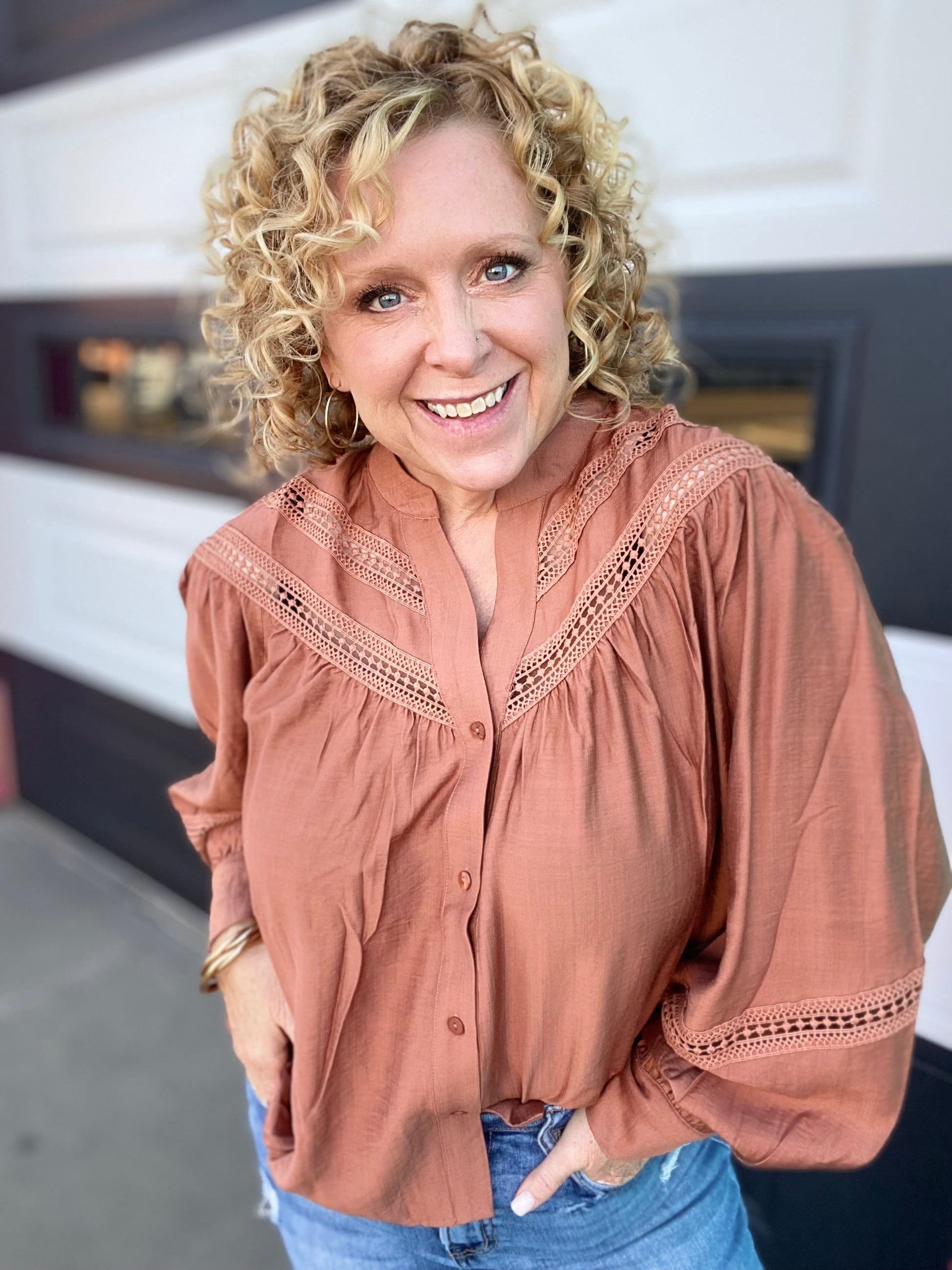 apparel Rust Peasant Blouse