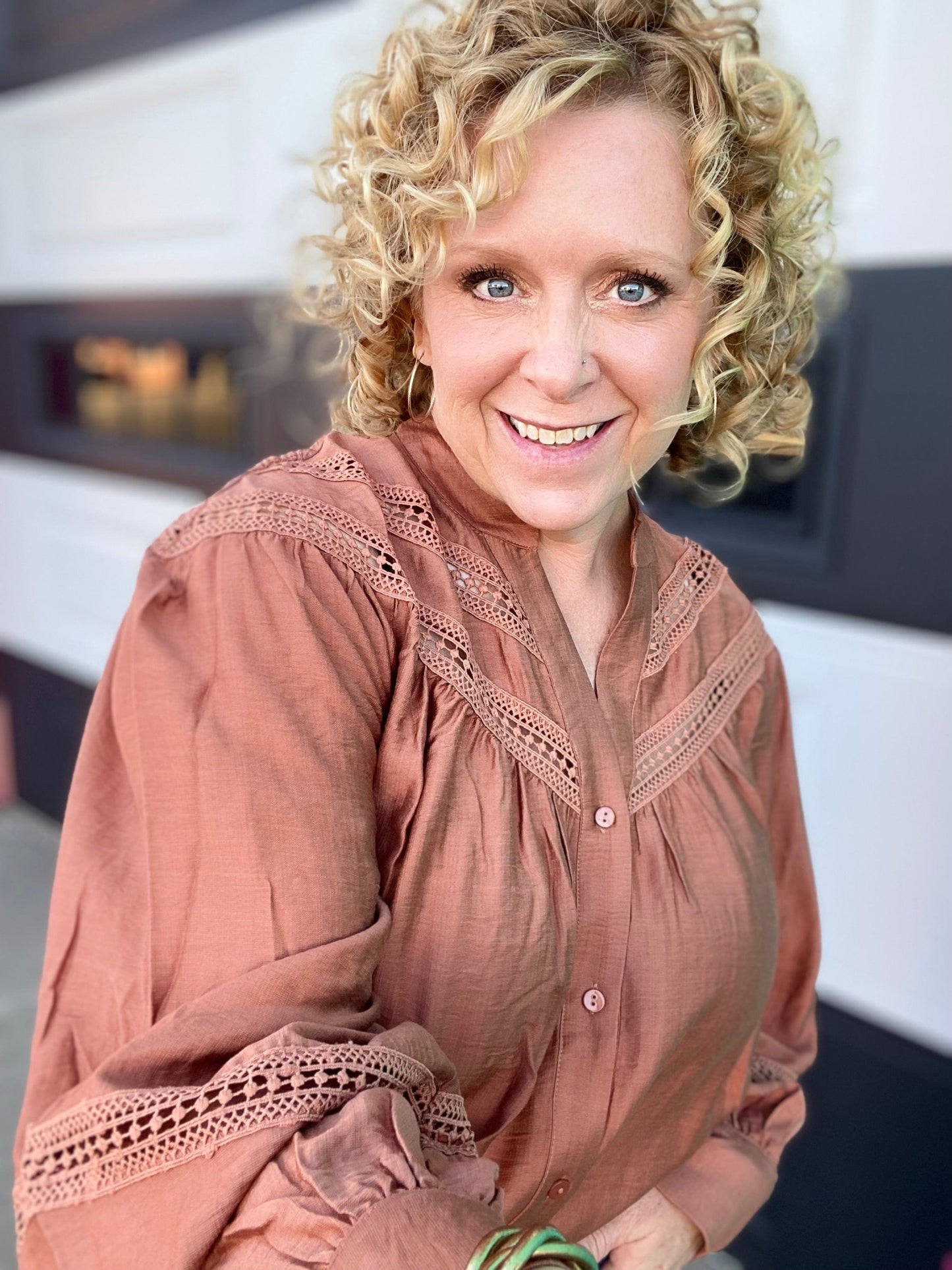 apparel Rust Peasant Blouse