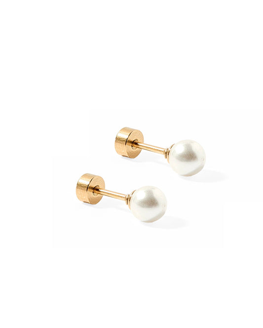Screwback Stud Earrings - Payton Pearl White 5mm