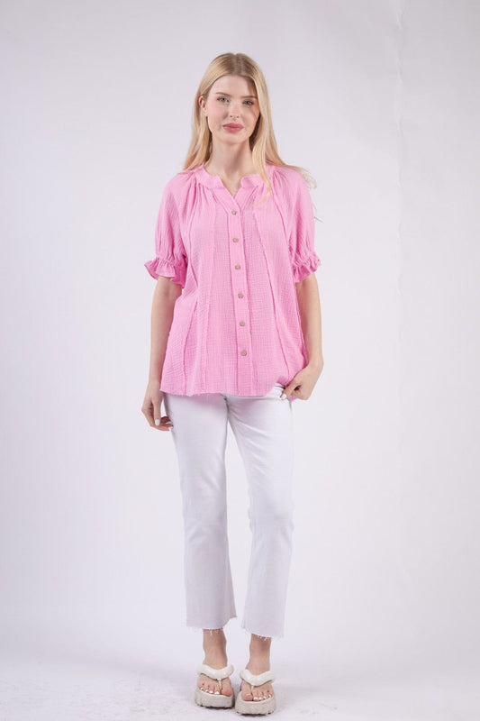 Tops Skye Cotton Gauze Top- Pink