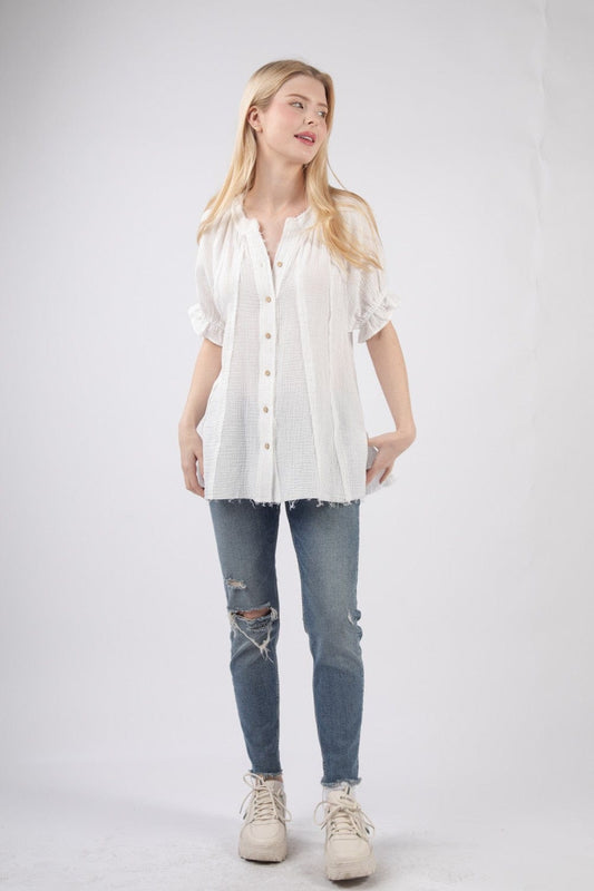 Tops Skye Cotton Gauze Top- White