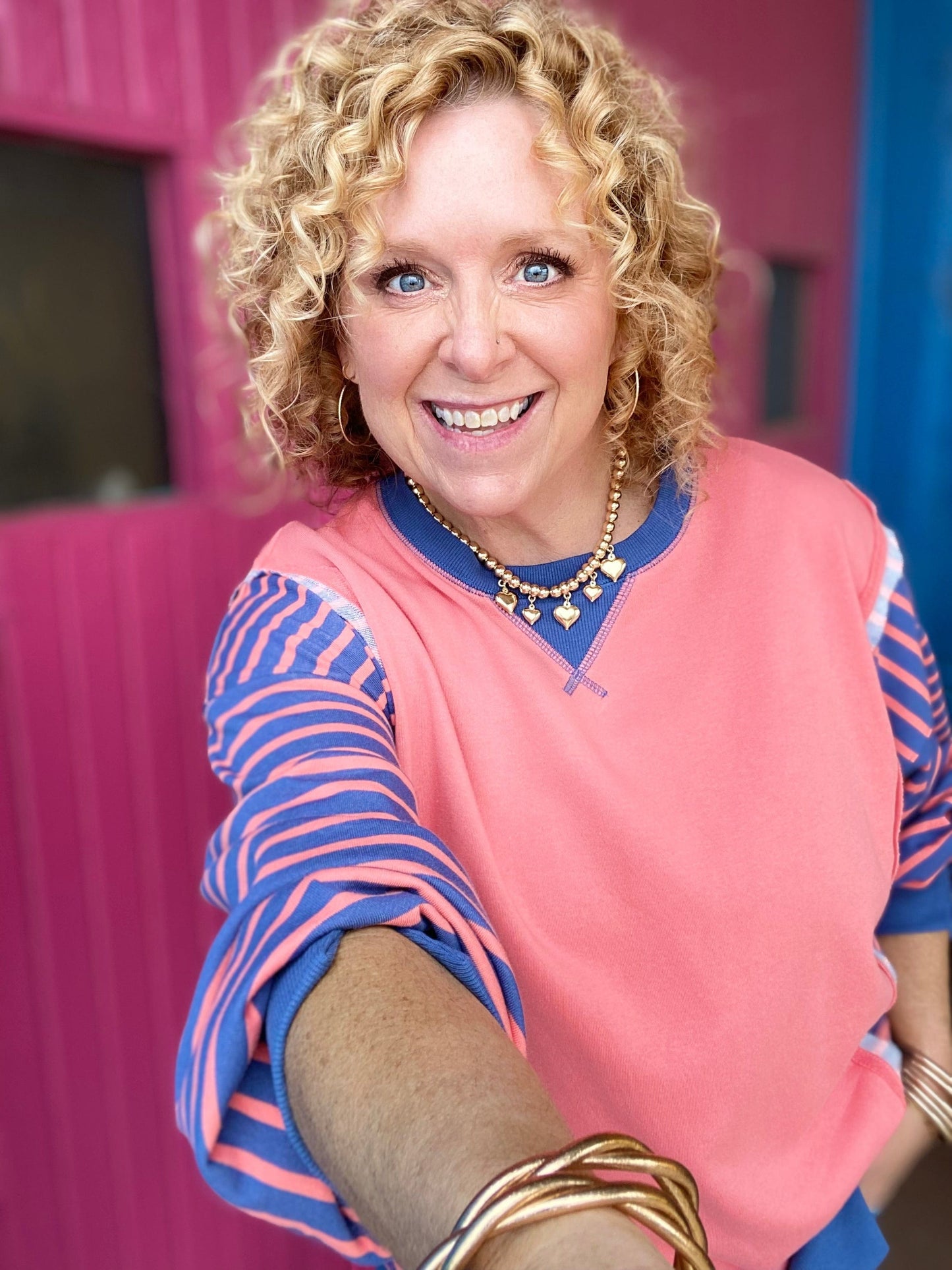 Shirts & Tops Tallie Striped Pullover-Coral