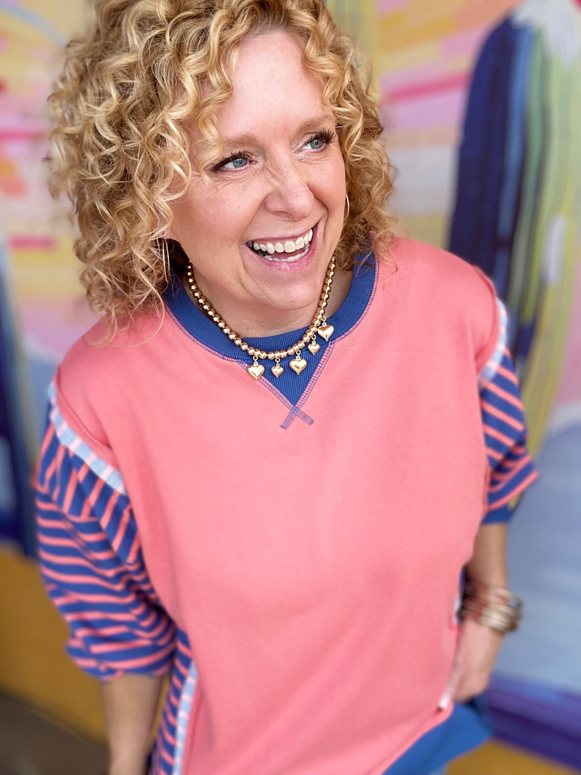 Shirts & Tops Tallie Striped Pullover-Coral